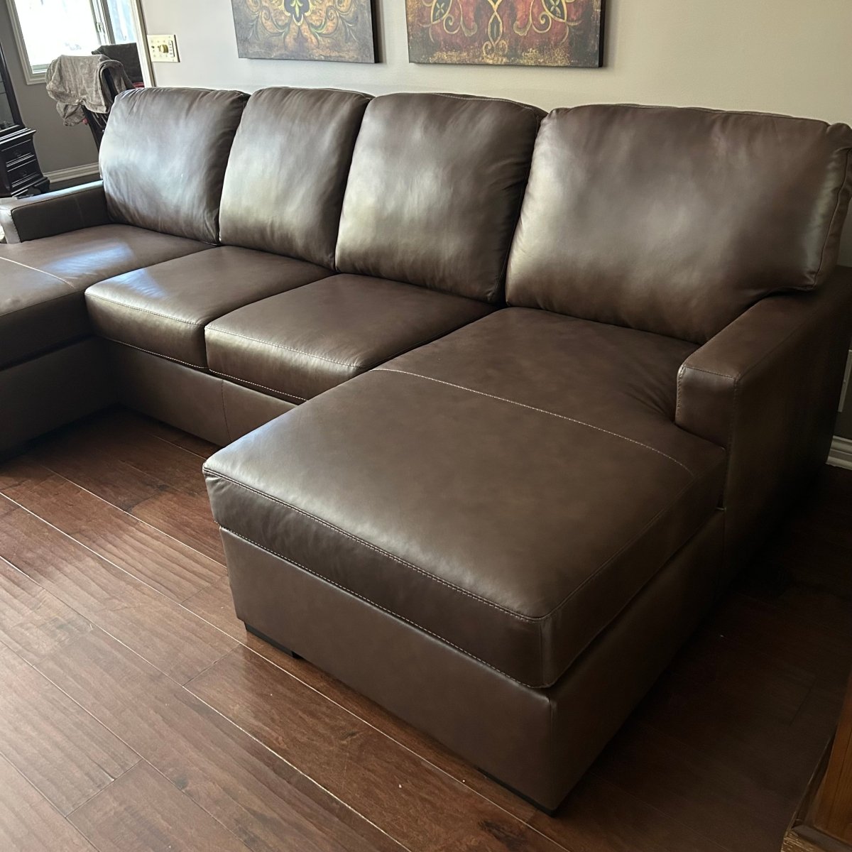 Ashley McDowlan 3 - Piece Leather Sectional with Double Chaise - Modern Living For Less Furniture