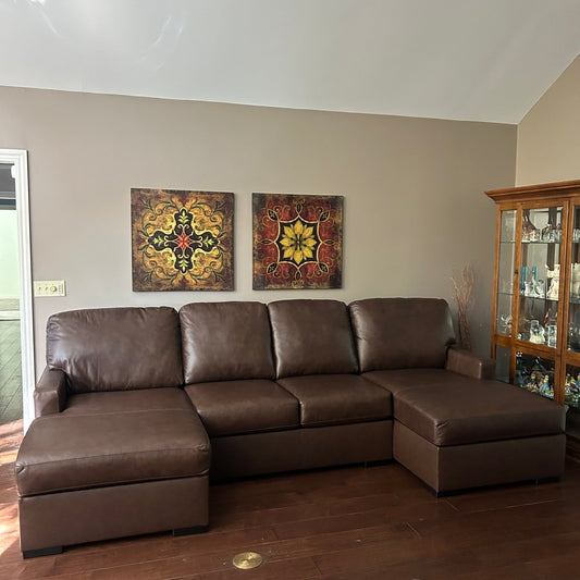 Ashley McDowlan 3 - Piece Leather Sectional with Double Chaise - Modern Living For Less Furniture
