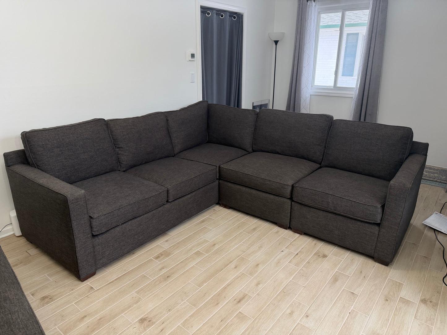 Crate & Barrel Barrett 3-Piece Sectional with Storage Ottoman