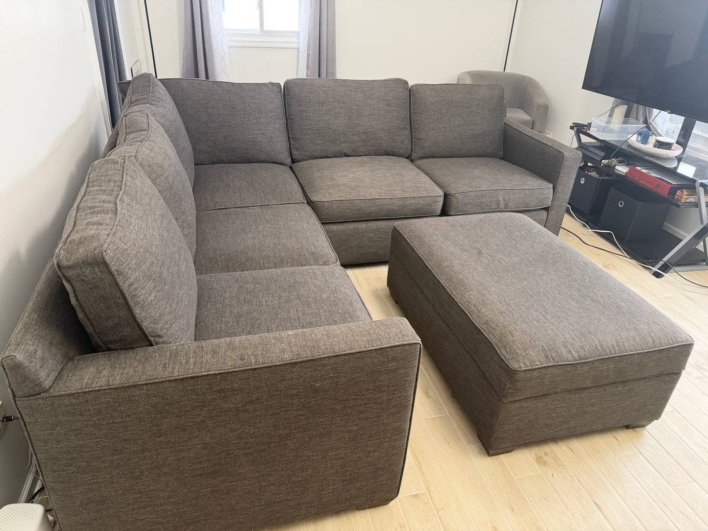 Crate & Barrel Barrett 3-Piece Sectional with Storage Ottoman