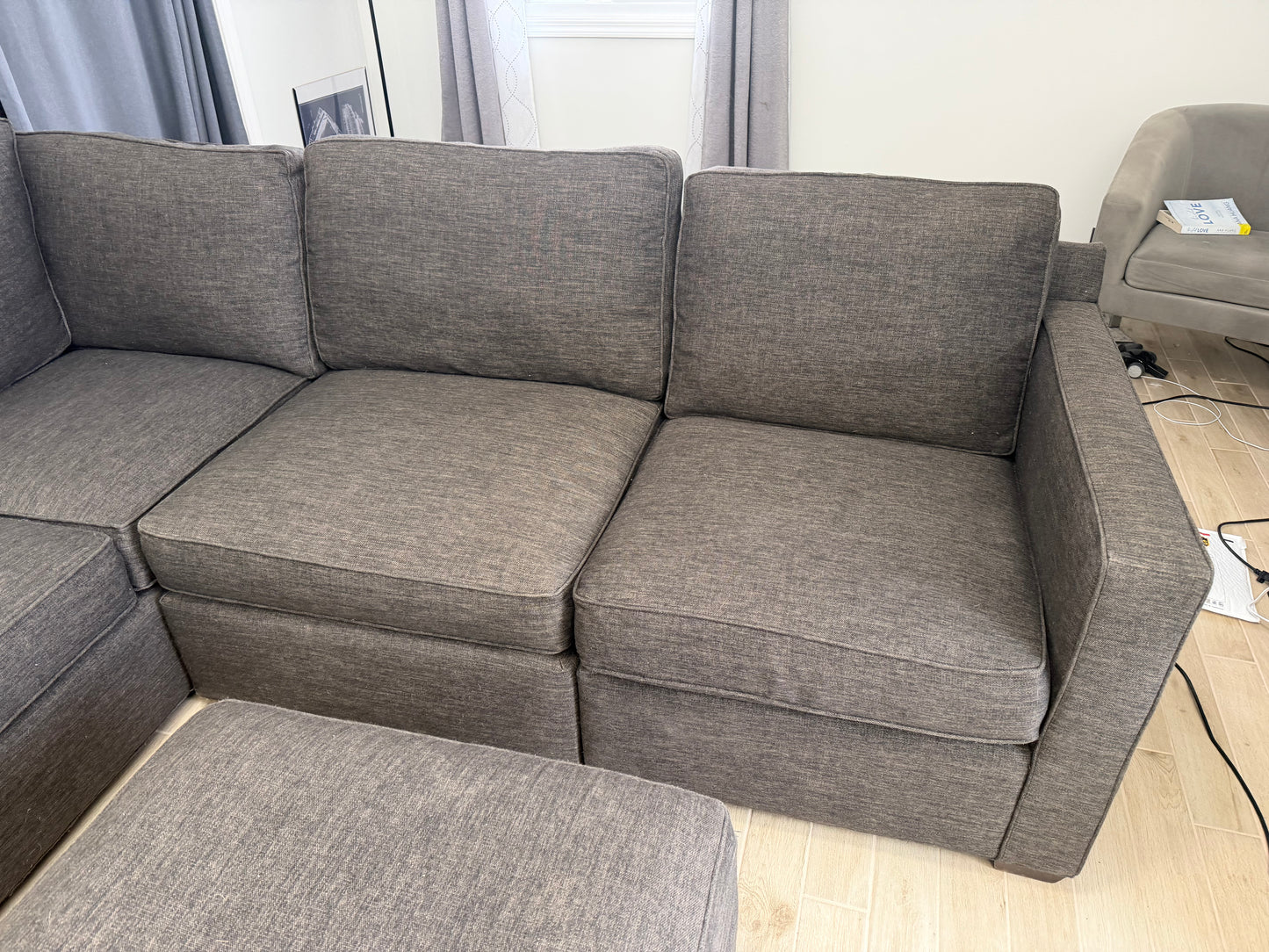Crate & Barrel Barrett 3-Piece Sectional with Storage Ottoman