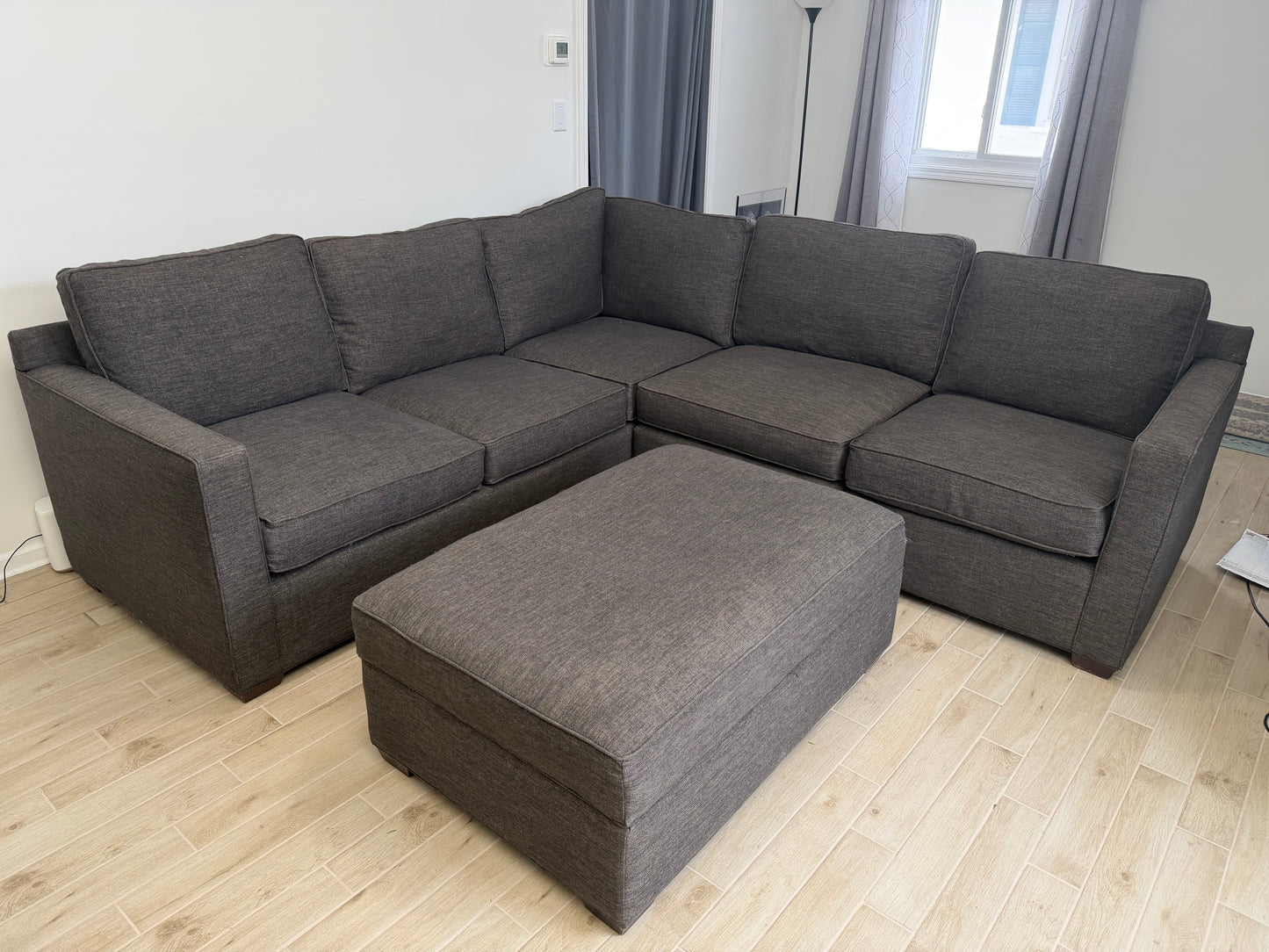 Crate & Barrel Barrett 3-Piece Sectional with Storage Ottoman