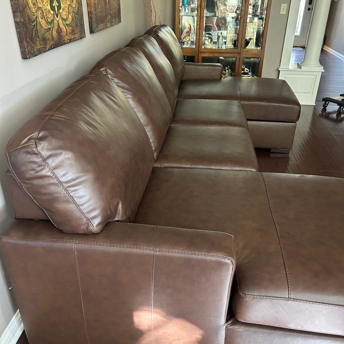 Ashley McDowlan 3 - Piece Leather Sectional with Double Chaise - Modern Living For Less Furniture